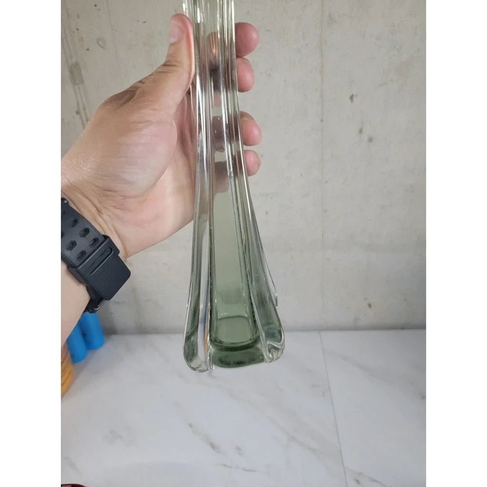 12 1/2 Inch‎ Smokey Clear Black Stretch  Glass Bud Vase